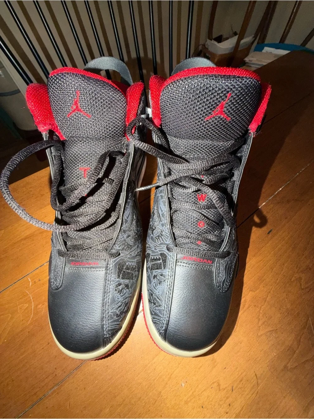 Jordan Black and Red Men's High-Top Athletic Sneakers